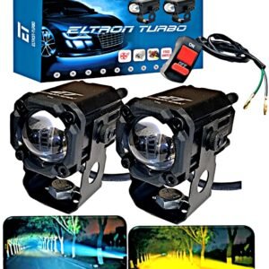 ELTRON TURBO 1 Year Warranty Original Imported Mini Driving Fog Light Led DC Power 12V-24Volts 80Watts Universal For All Motorcycle, Scooties, Car, Projector Light White And Yellow (Pack Of 2, Switch)