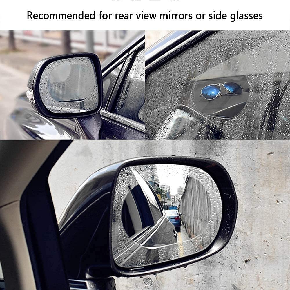 Car Rear View Mirror Rain Proof Film, Anti Water Mist Anti Glare Mirror Protector, Anti Scratch Waterproof Protective Sticker for Side Mirror, Clear Driving Safety Film for Cars, Bikes (Pack of 2) - Image 2
