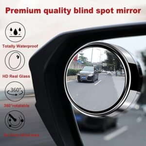 Blind Spot Rear View Mirror, 360° Rotatable Round HD Convex Mirror, Adjustable Automotive Side Mirror with ABS Shell & 3M Adhesive, Universal for Cars, SUVs, Vans & Trucks, Silver (Pack of 2)