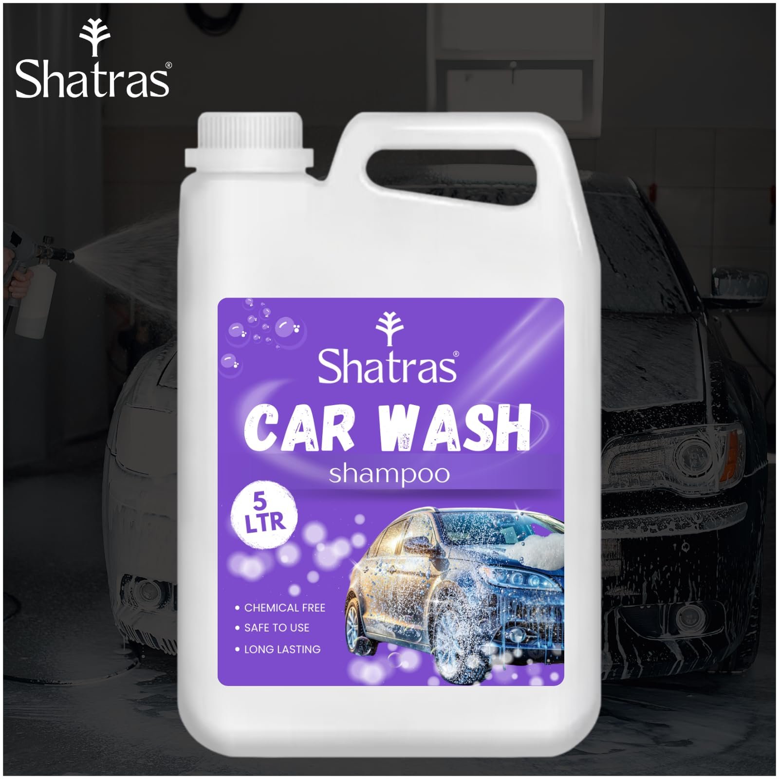 Shatras Car Wash Shampoo – High-Foaming Car Cleaning Liquid | pH-Neutral Formula | Scratch-Free Wash | Deep Cleaning & Extra Shine | Suitable for All Vehicles – 5 L (Purple) - Image 2