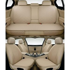 AURAFRESH Car Seat Protector Cushions Cover, Airbag friendaly. (BAIGE, 7PC Front & Rear SEAT Full Set)