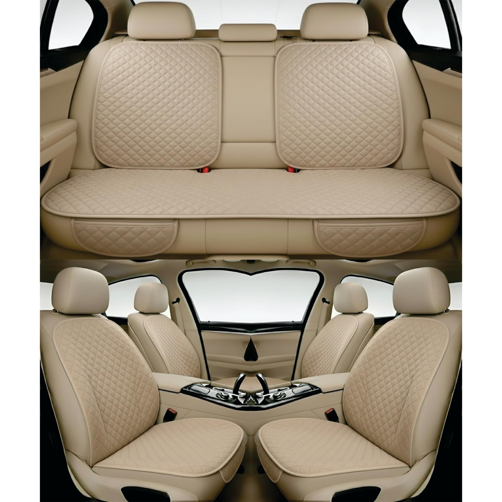 AURAFRESH Car Seat Protector Cushions Cover, Airbag friendaly. (BAIGE, 7PC Front & Rear SEAT Full Set)