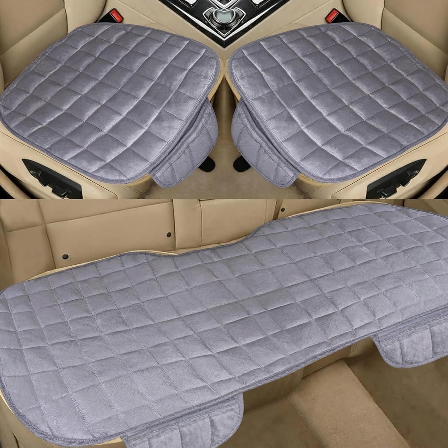 WEXSA Foam Car Seat Cushion Cover, Convertible Back Seat Extender & Travel Bed, Quilted Padded Seat Protector, Universal Fit for Most Cars, Non-Slip Seat Cushion (3Pcs Grey Cover) - Image 9