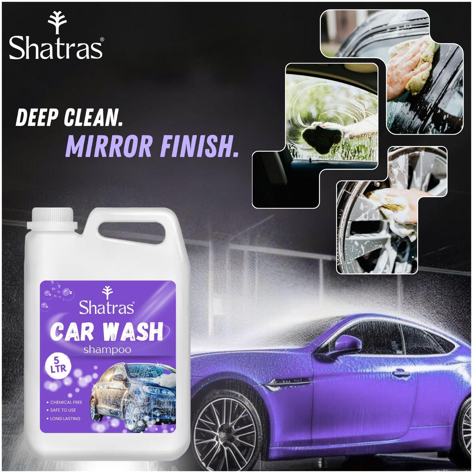Shatras Car Wash Shampoo – High-Foaming Car Cleaning Liquid | pH-Neutral Formula | Scratch-Free Wash | Deep Cleaning & Extra Shine | Suitable for All Vehicles – 5 L (Purple) - Image 5
