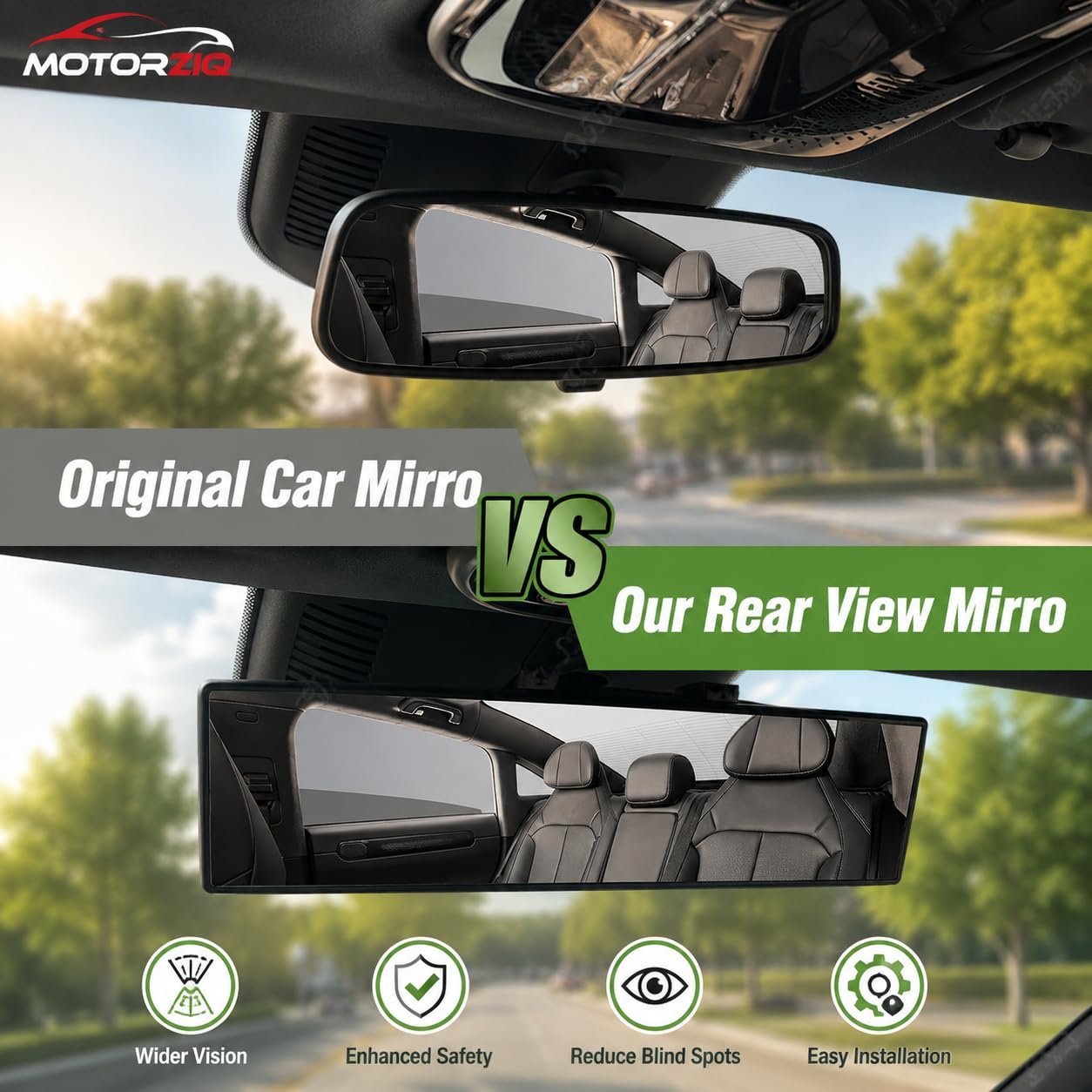 Car Panoramic Rear View Mirror | Wide Angle Blind Spot Mirror for Car | Interior Rearview Mirror Clip-On | Anti-Glare Large Vision Safety Mirror for Cars, SUVs & Trucks - Image 6