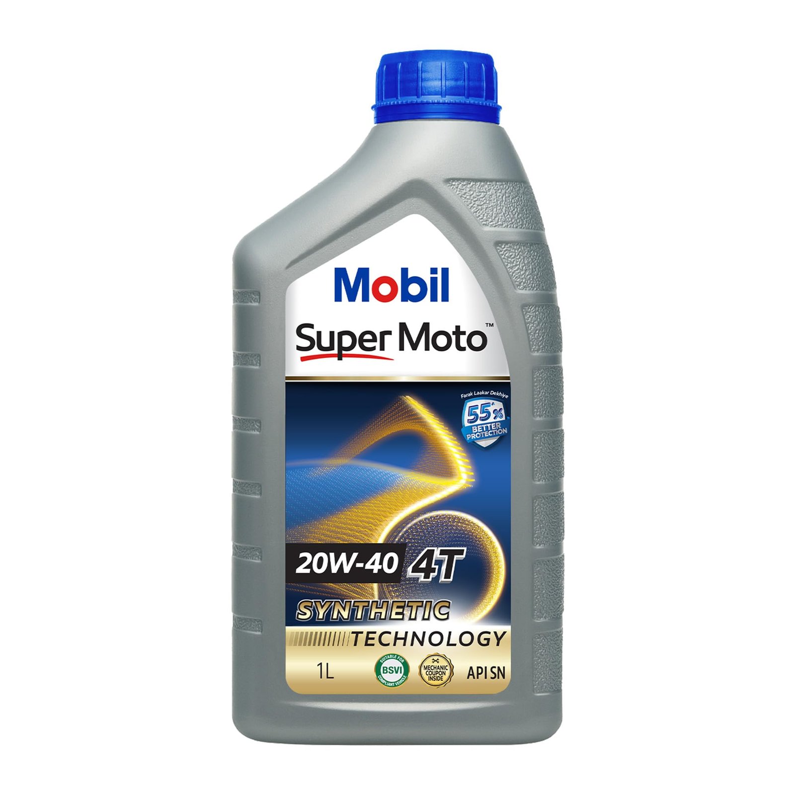Mobil Super Moto 20W-40 4T Synthetic Technology Engine Oil for Bikes (1L)