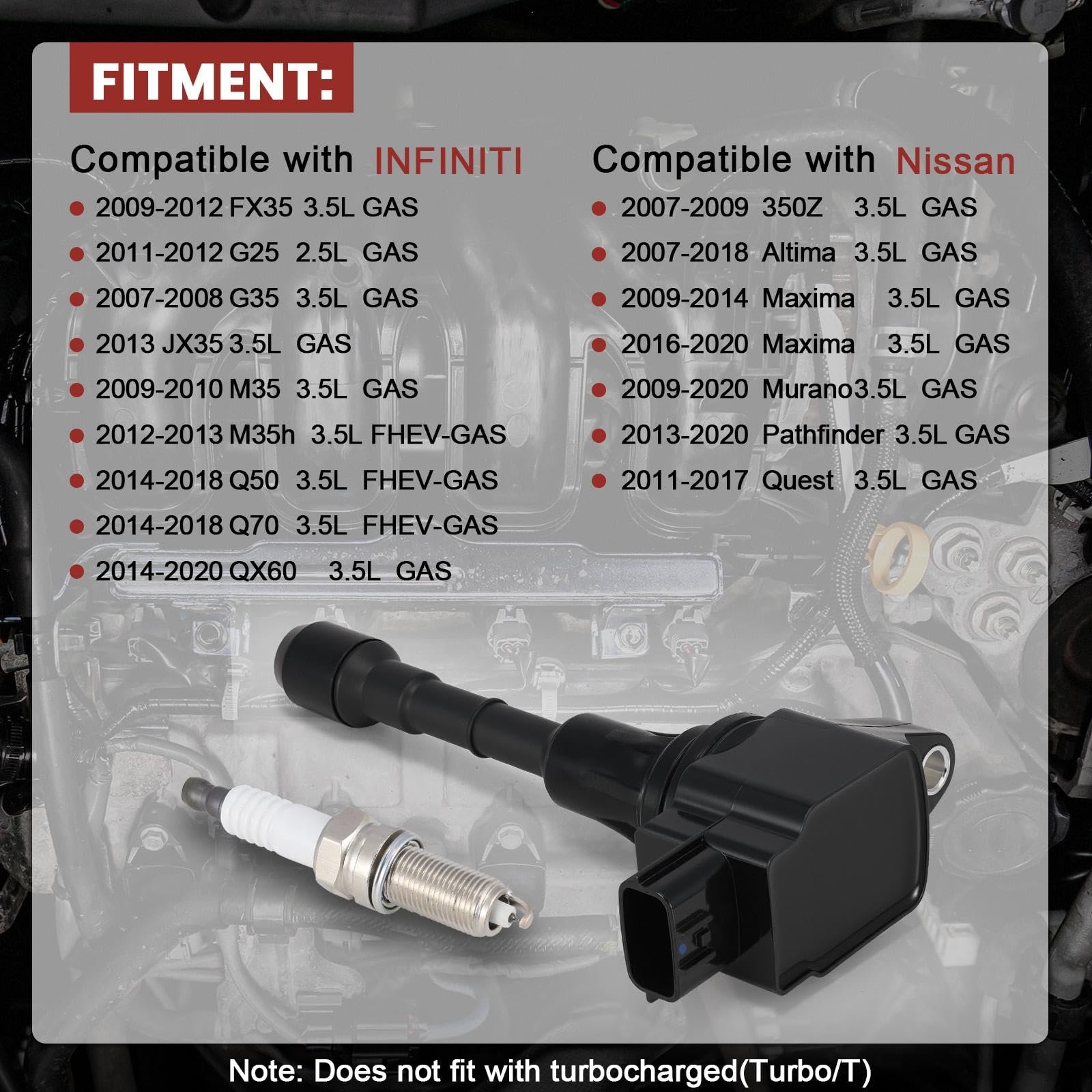 UF550 Ignition Coil Pack and Iridium Spark Plugs Set of 6 Compatible with Infiniti EX35 Q50 G25 FX35 QX60 Nissan Altima Maxima 2007-2020 Replaces#C1670, 22448-JA10C - Image 6