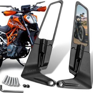 Eliane Universal Motorcycle Bike Mirrors Set Adjustable Rotating Rear View Mirror Stealth Wind Wing Side For All Bikes (York nut Fitting 8mm, 10mm)