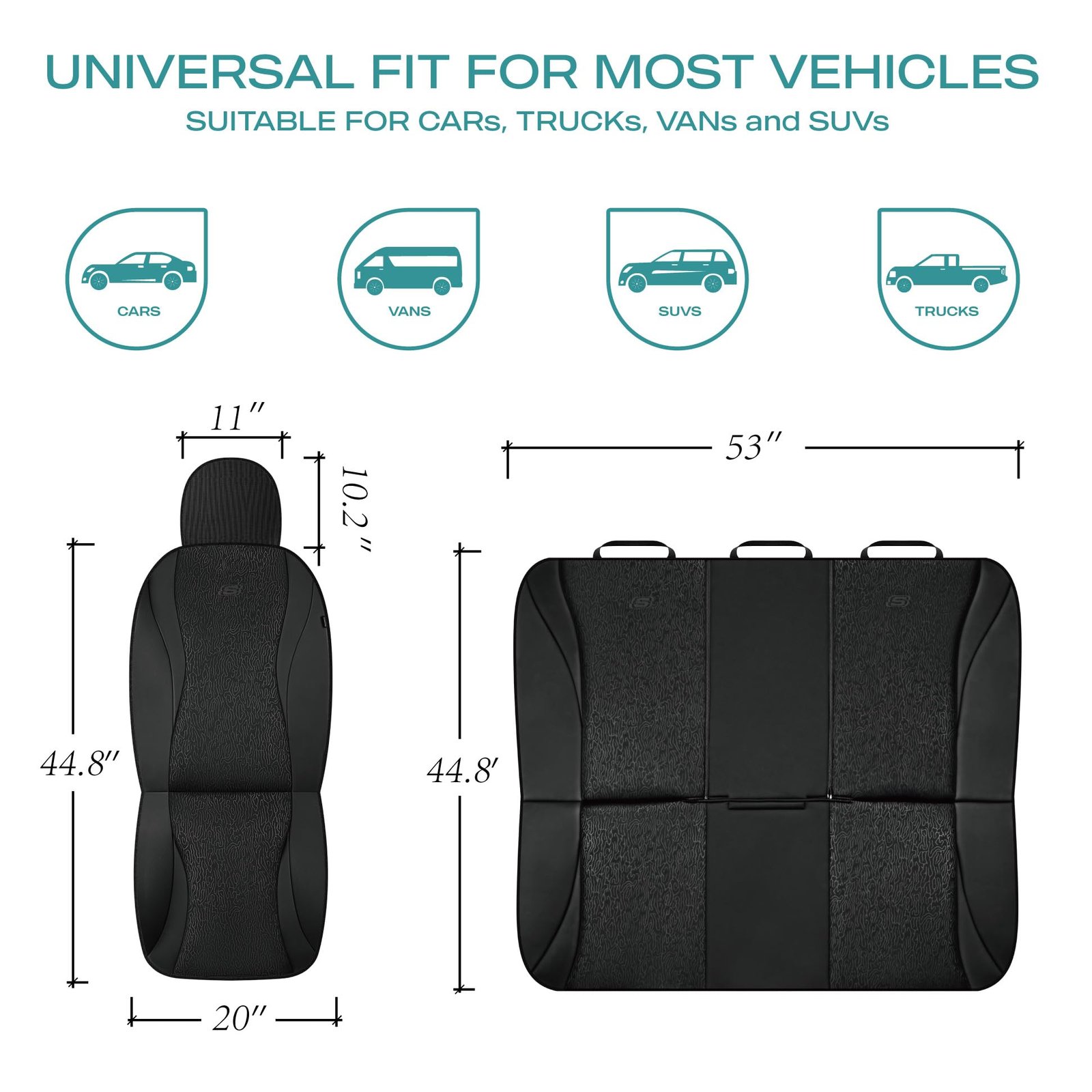 Skechers Car Seat Covers,Leather Seat Covers with GOGA Mat Technology,Waterproof Car Seat Covers Full Sets,Airbag Compatible,Comfort Universal Fit for Most Cars,Vans,Trucks,SUVs,Black - Image 6