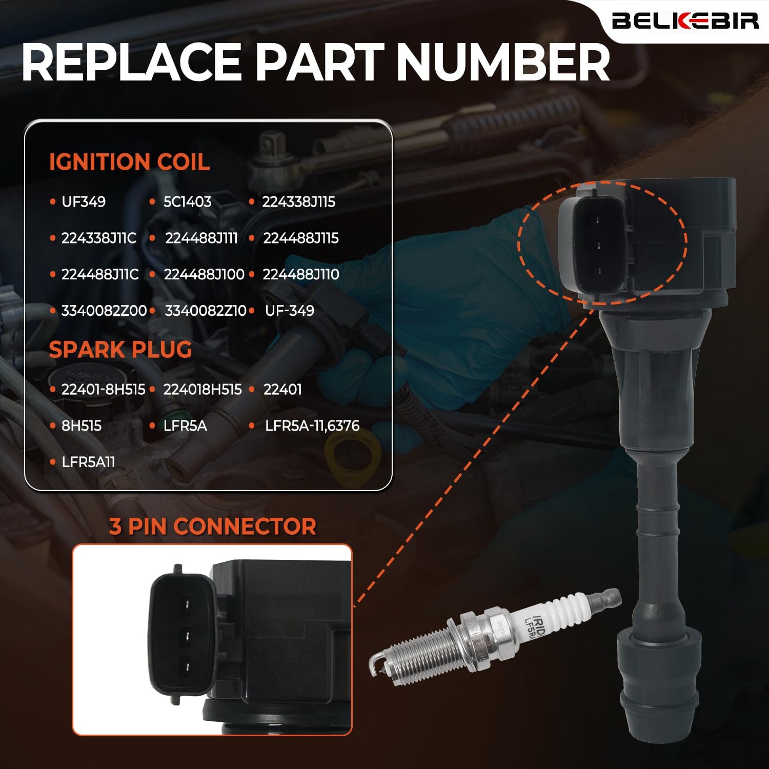 Set of 6 Ignition Coil Pack & Spark Plugs Compatible with 3.5L 4.0L V6 Nissan Altima Frontier Maxima Murano Pathfinder Quest Xterra NV1500 NV2500 NV3500, Infiniti I35 QX4, Suzuki Equator Replace UF349 - Image 3
