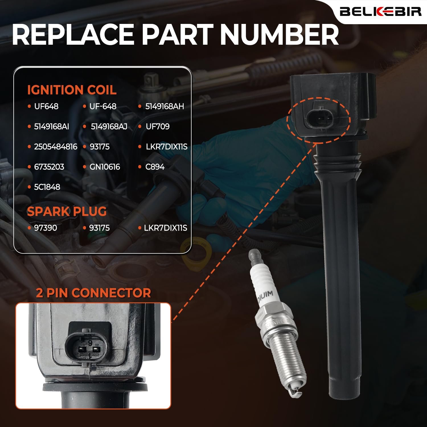 Set of 6 Ignition Coil Packs & Iridium Spark Plugs Compatible with Dodge Challenger Durango Journey Grand Caravan, Chrysler 200 300, Jeep Grand Cherokee Wrangler, RAM 1500 3.6L V6 Replace UF648 97390 - Image 3