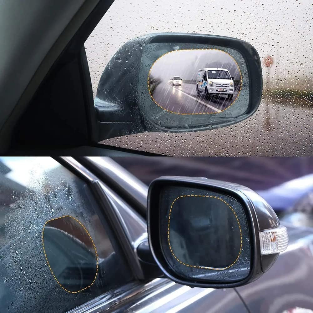 Car Rear View Mirror Rain Proof Film, Anti Water Mist Anti Glare Mirror Protector, Anti Scratch Waterproof Protective Sticker for Side Mirror, Clear Driving Safety Film for Cars, Bikes (Pack of 2) - Image 5