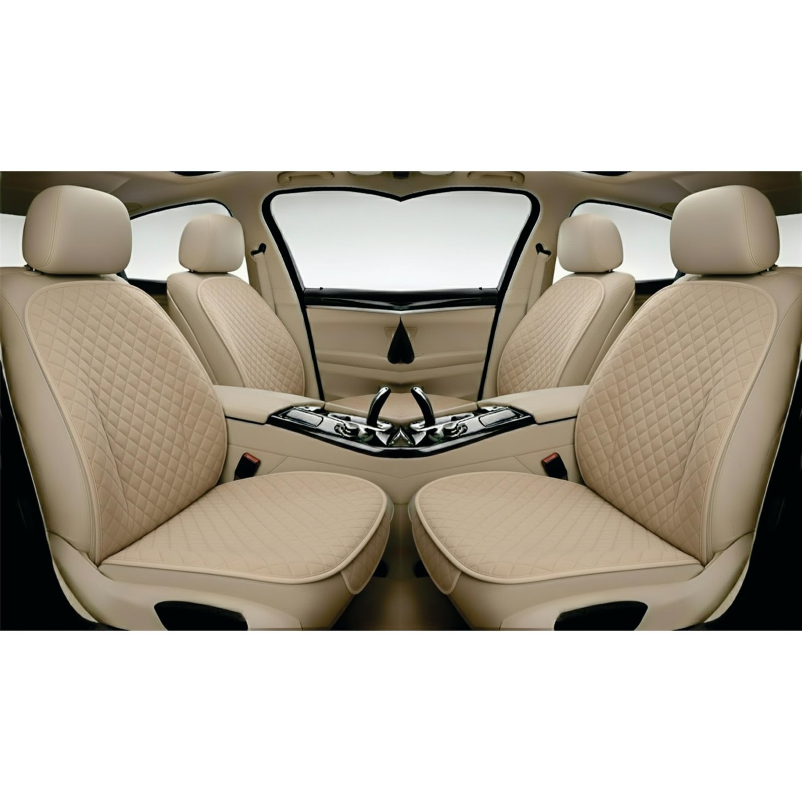 AURAFRESH Car Seat Protector Cushions Cover, Airbag friendaly. (BAIGE, 7PC Front & Rear SEAT Full Set) - Image 5