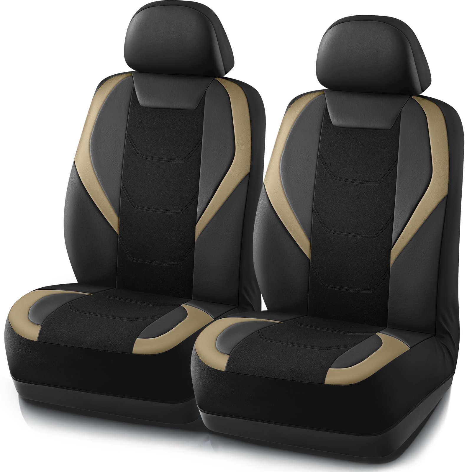 Road Comforts Car Seat Cover, Front Leather Car Seat Cover, Automotive Interior Cover, Universal Fit for Most Cars, SUVs and Trucks and Vans Airbag Compatible (Beige)