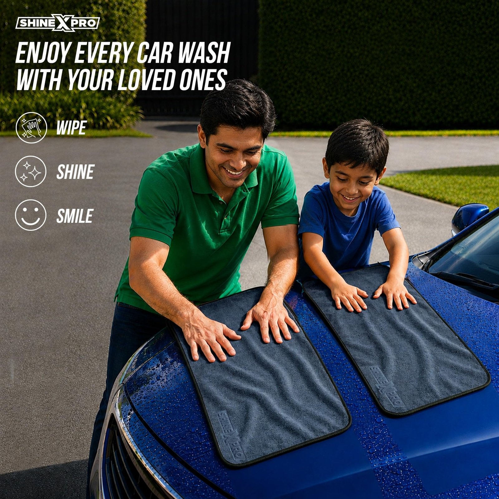 ShineXPro Foam Car Wash Shampoo With 2Pcs 500GSM Microfiber Cloth & Wash Mitt - Thick Foam With Shine Enhancing Formula - Image 6