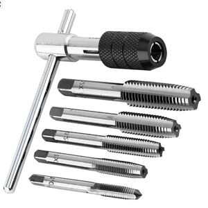 Digital Craft 6Pc Metal Thread Tap Drill Bit & Wrench Set – Tungsten Steel M6 M7 M8 M10 M12 Tapping Tool Kit for Precision Thread Repair