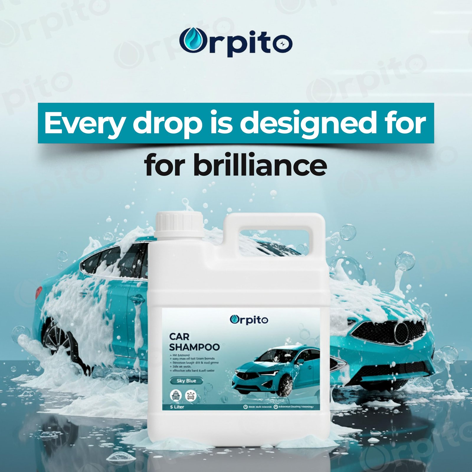 Orpito Car Shampoo 5L Multi Fragrance | High Foam Car Wash Liquid | Deep Cleaning Formula | pH Neutral Paint Safe | Removes Dust & Grime | Glossy Finish Wash (1, SKY BLUE) - Image 5