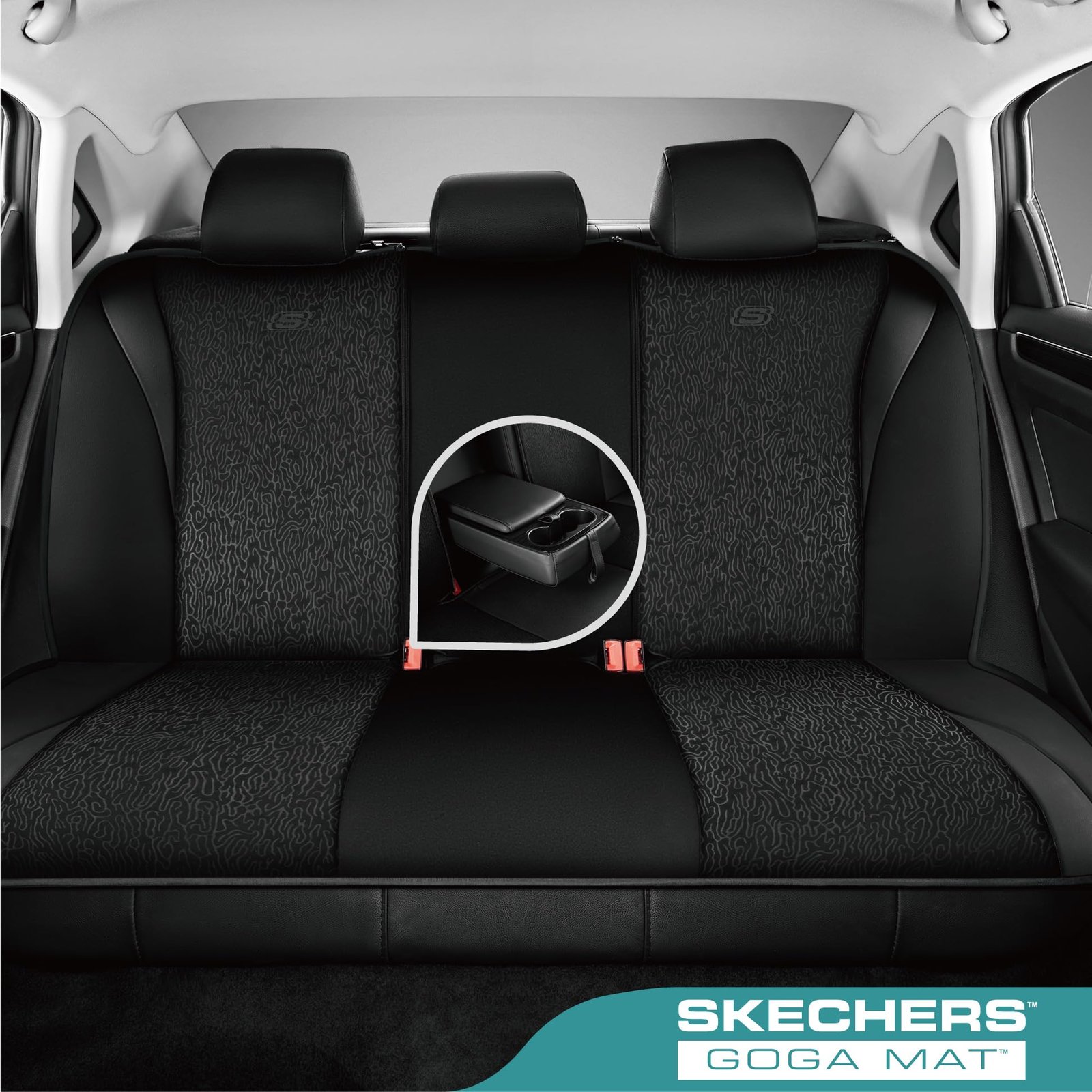 Skechers Car Seat Covers,Leather Seat Covers with GOGA Mat Technology,Waterproof Car Seat Covers Full Sets,Airbag Compatible,Comfort Universal Fit for Most Cars,Vans,Trucks,SUVs,Black - Image 3