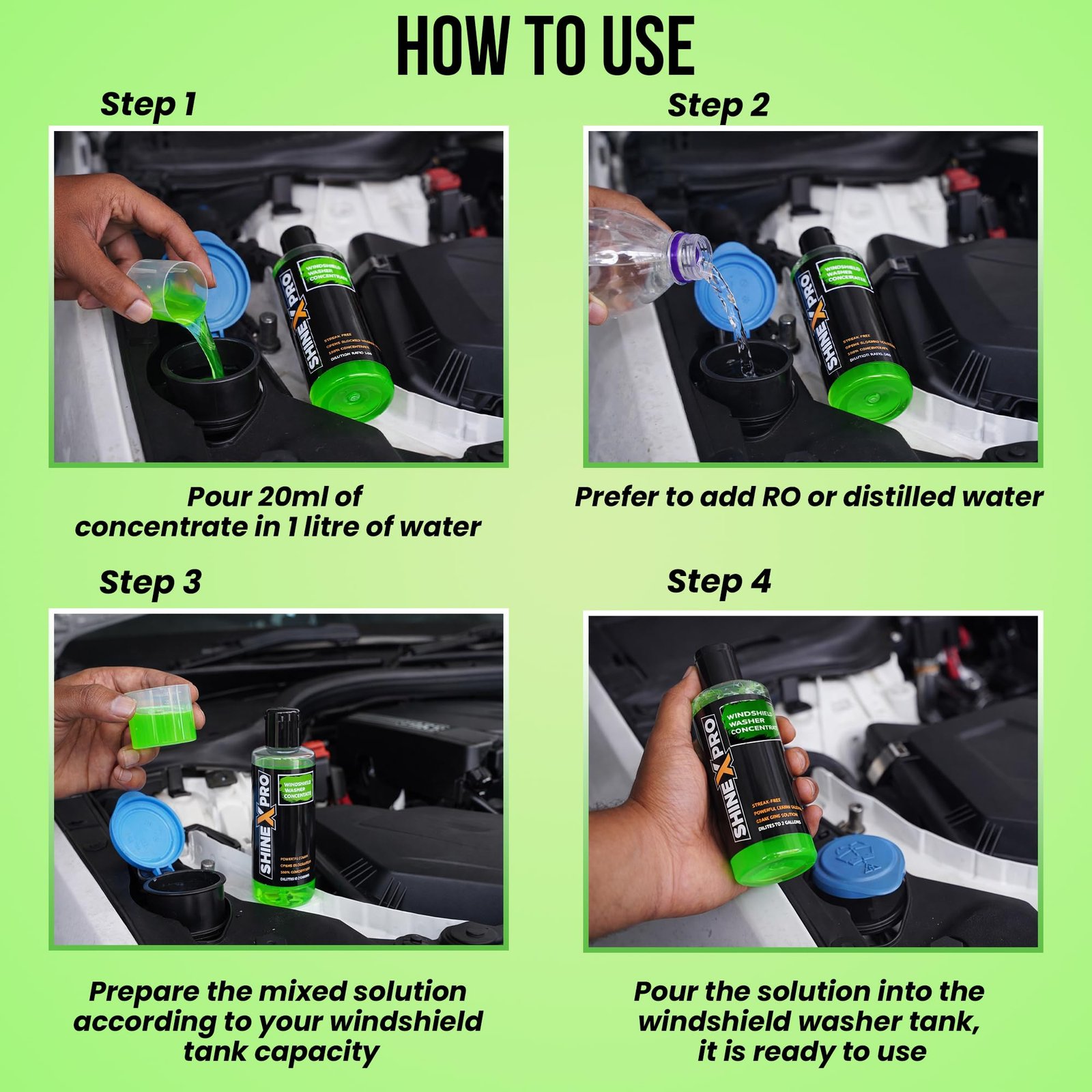 ShineXPro 200mL Windshield Washer Fluid For Car - Car Windshield Cleaner Liquid In Concentrate Form (20mL Enough For 1L Tank) - Get A Streak Free Finish With Our Car Wiper Liquid - Image 8