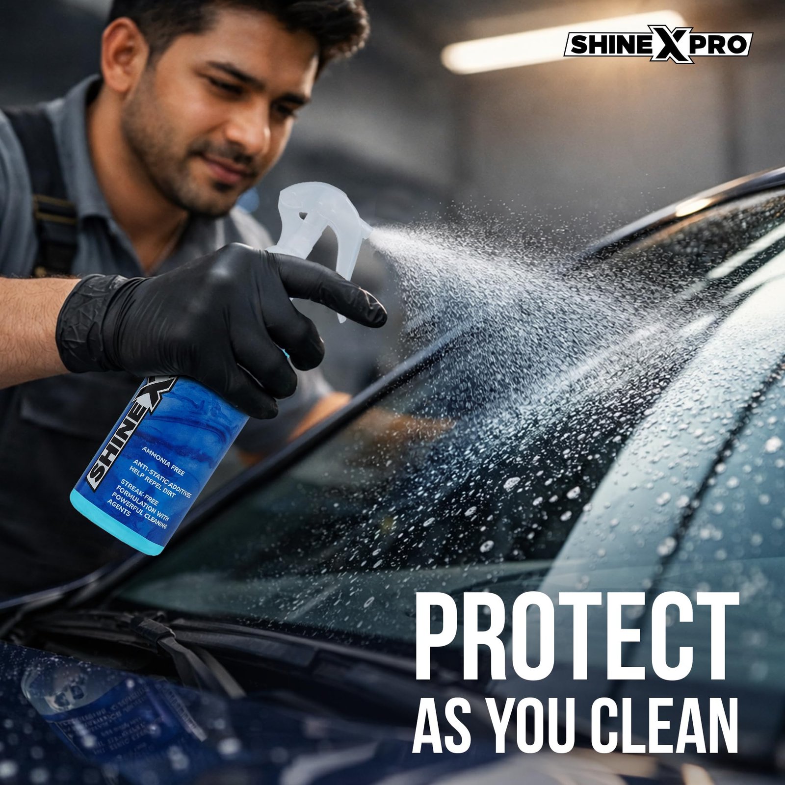 ShineXPro Glass Cleaner Spray 300 ml - Streak Free Car Glass Cleaner Liquid with Anti-Static Additives - Windshield Cleaner safe for both Tinted & Coated Glass with Powerful Cleaning Agents - Image 3