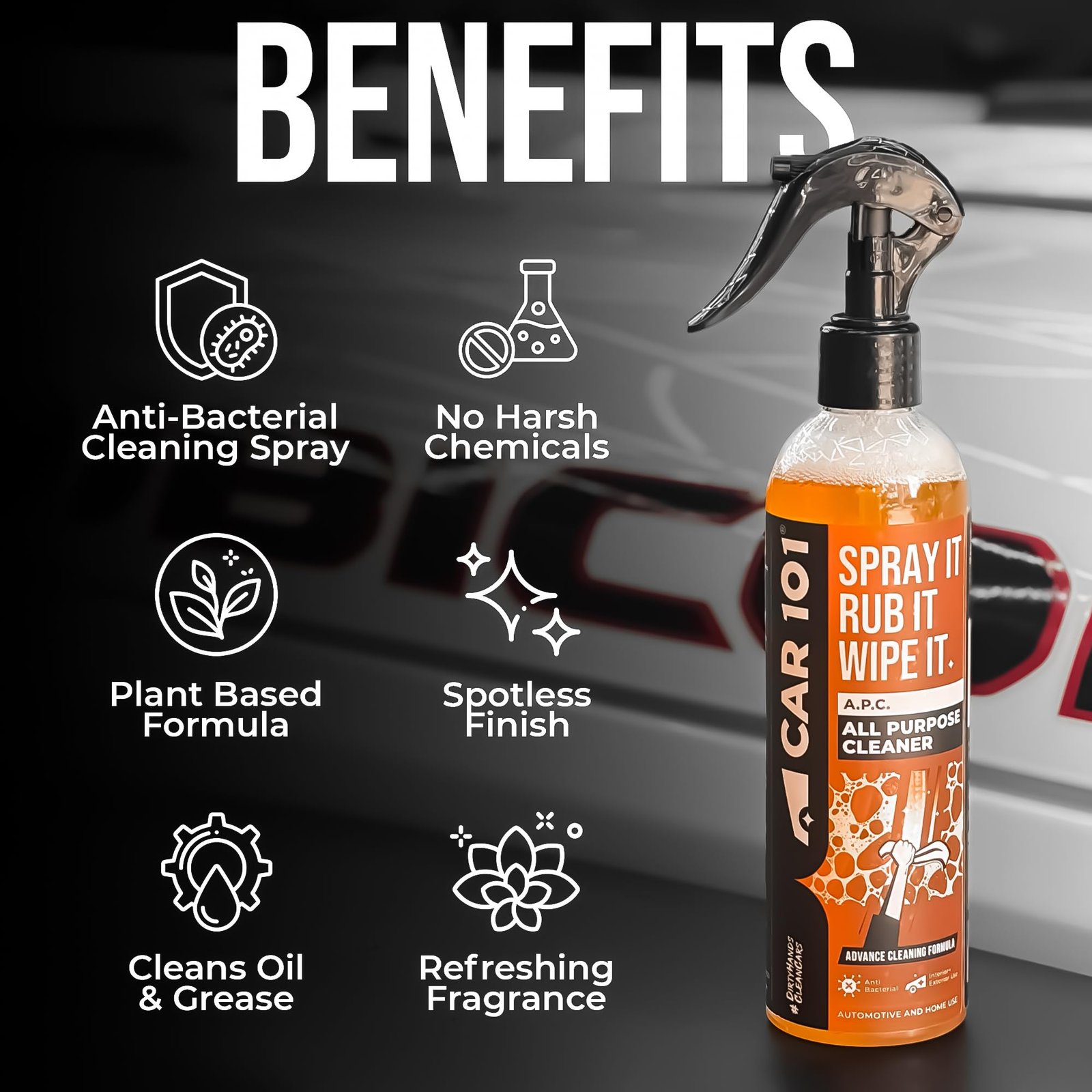 CAR101 All Purpose Cleaner - 300ml | Multi-Surface Deep Cleaning Spray for Car & Home | Deep Clean Interior Dashboard, Seats, Kitchen, Furniture, Shoes & Equipment | Fast Acting Dirt & Stain Remover - Image 4