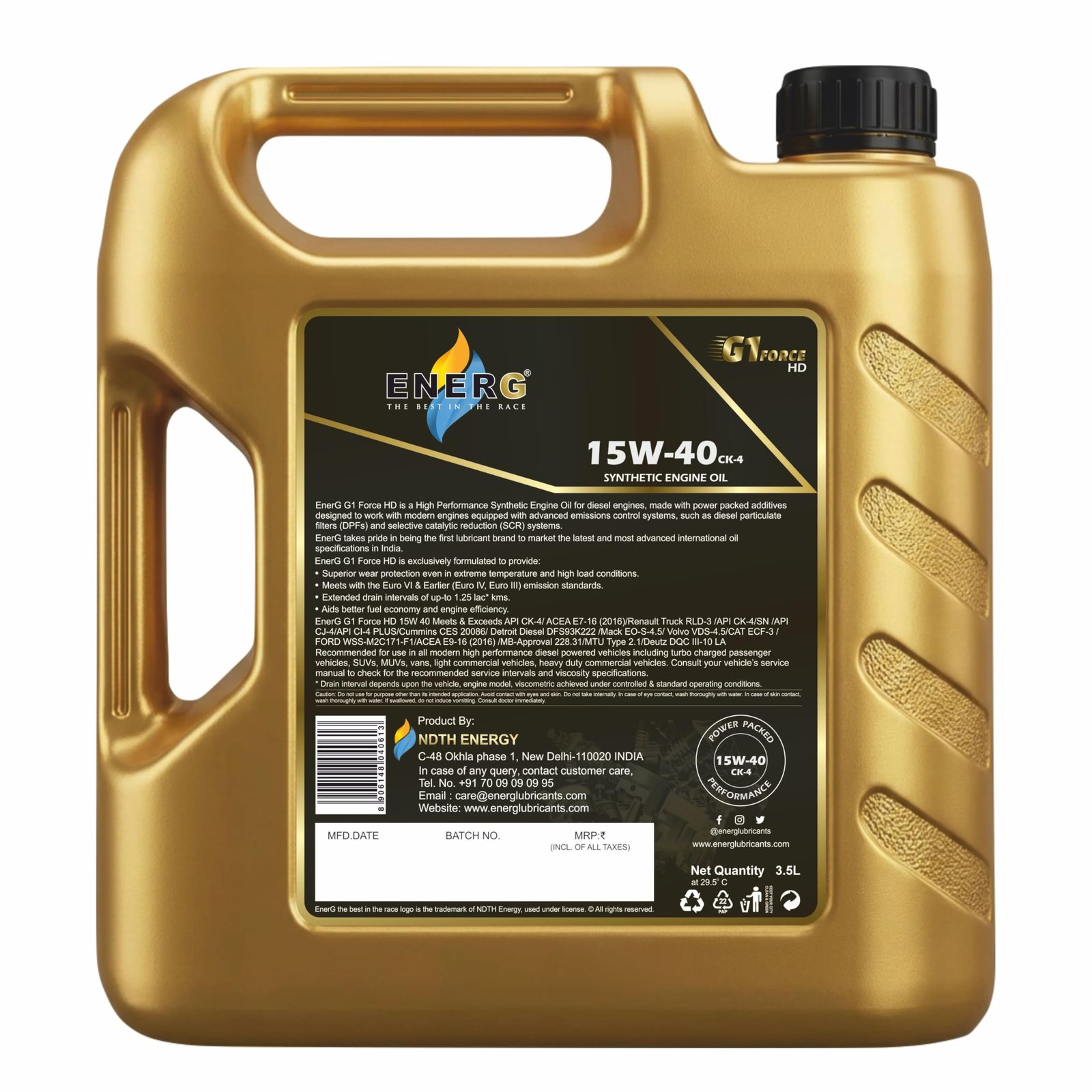ENERG G1 FORCE HD 15W-40 Synthetic Heavy Duty Diesel Engine Oil, 3.5L - Image 8