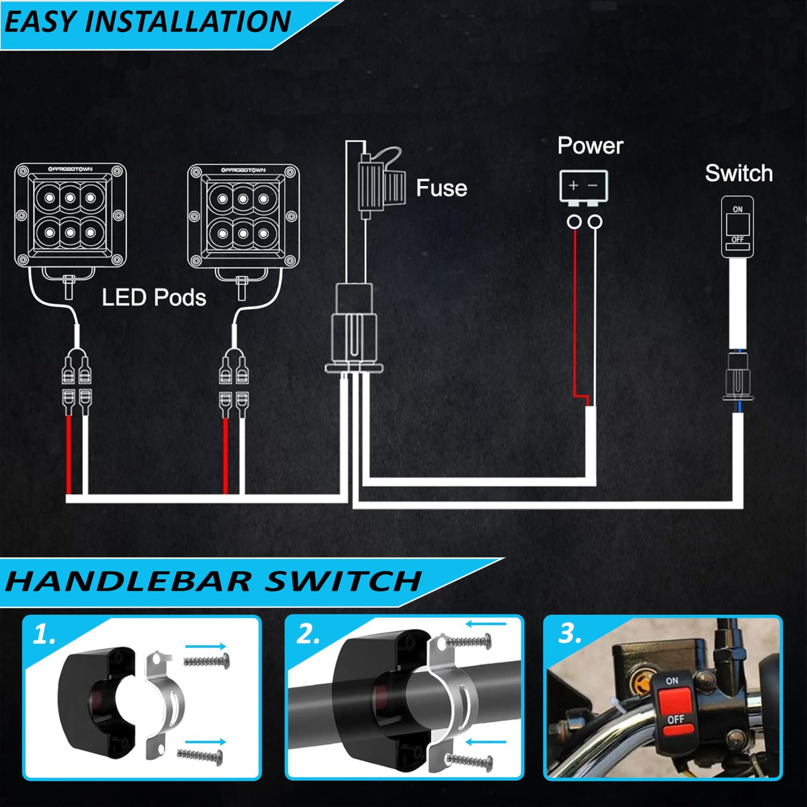 NIKAVI Bike Hazard Light Switch – Universal Double Control ON/OFF Handlebar Switch for Headlight, Fog Light, Indicator, Compatible with Activa, Vespa, Scooty, Access, Aprilla, TVS, Yamaha - Image 4
