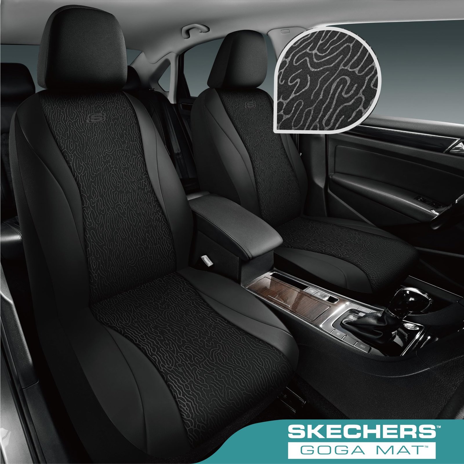 Skechers Car Seat Covers,Leather Seat Covers with GOGA Mat Technology,Waterproof Car Seat Covers Full Sets,Airbag Compatible,Comfort Universal Fit for Most Cars,Vans,Trucks,SUVs,Black - Image 2