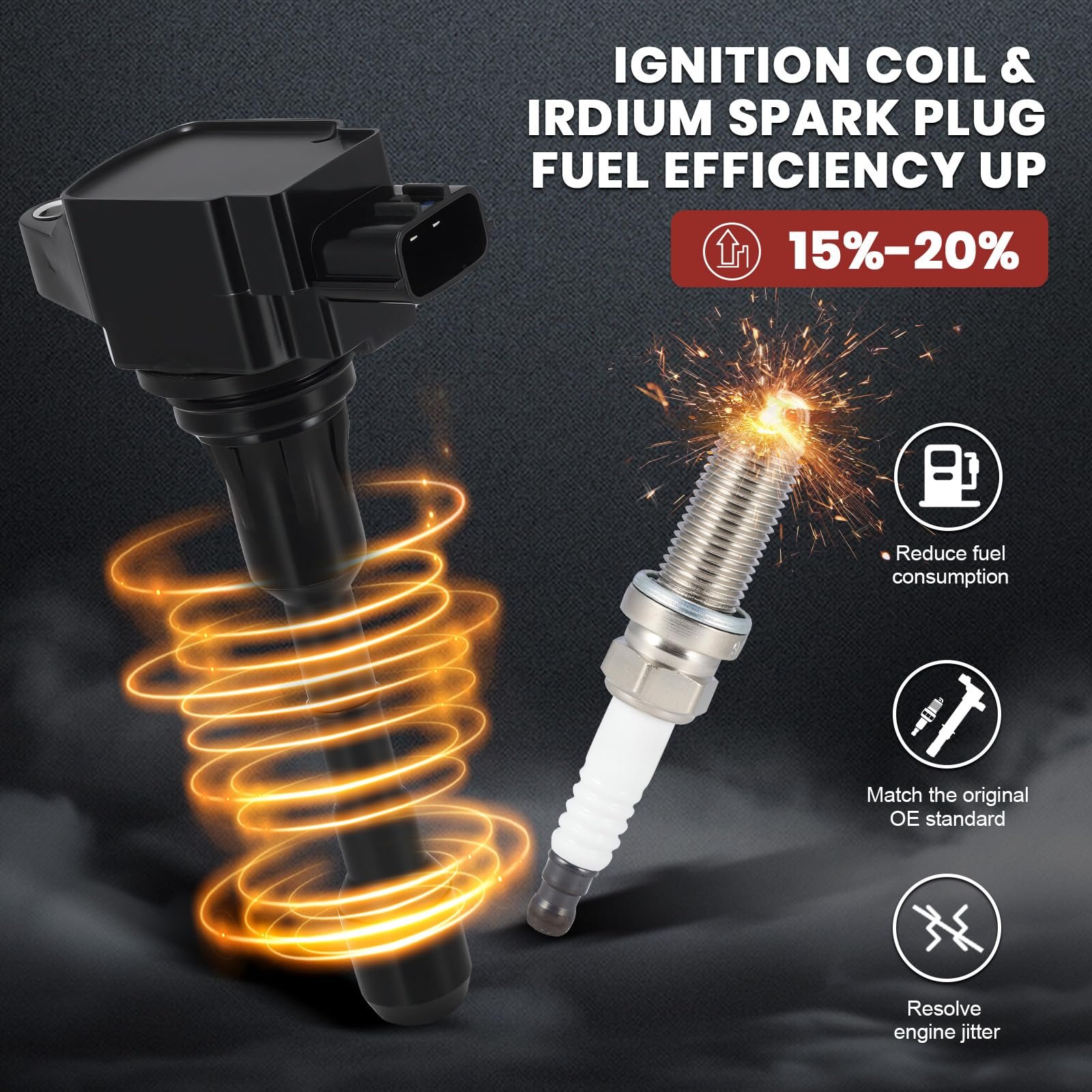 UF550 Ignition Coil Pack and Iridium Spark Plugs Set of 6 Compatible with Infiniti EX35 Q50 G25 FX35 QX60 Nissan Altima Maxima 2007-2020 Replaces#C1670, 22448-JA10C - Image 5