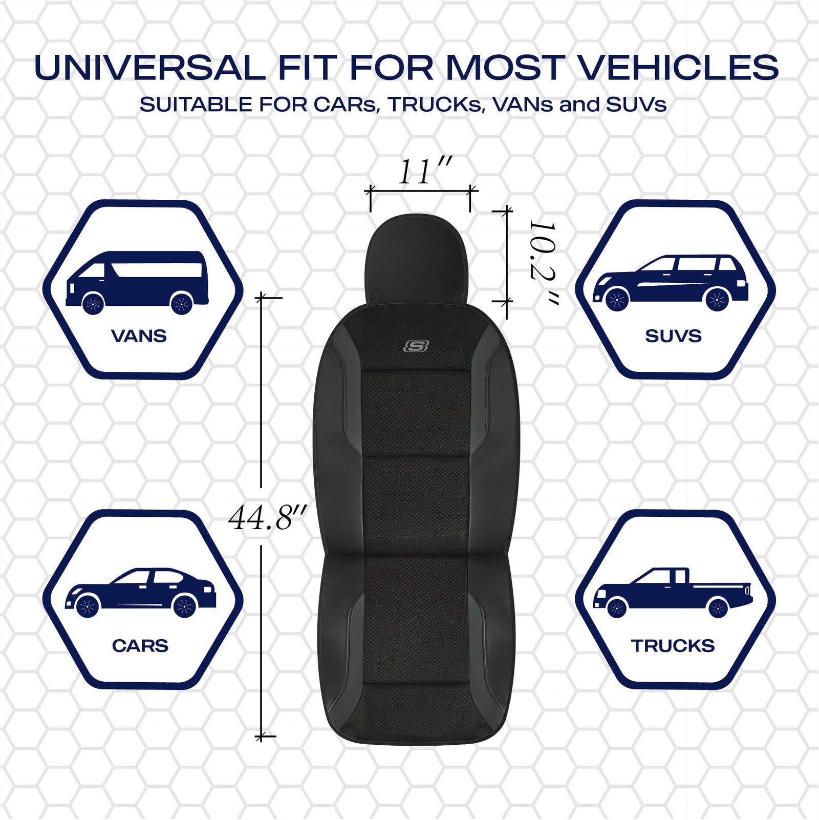 Skechers Memory Foam™ Car Seat Covers, Leather & Mesh Thick Car Seat Protection, Black Front Seat Cover, Airbag Compatible, Automotive Comfort & Protection for Most Cars, Trucks, SUVs - Image 4