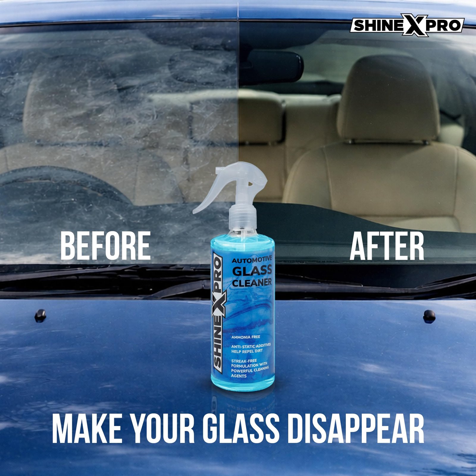 ShineXPro Glass Cleaner Spray 300 ml - Streak Free Car Glass Cleaner Liquid with Anti-Static Additives - Windshield Cleaner safe for both Tinted & Coated Glass with Powerful Cleaning Agents - Image 4