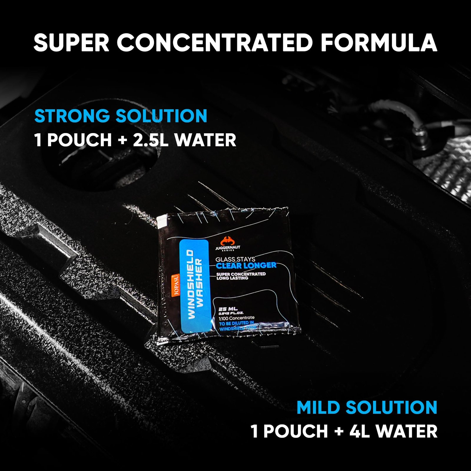 JOPASU Windshield Washer Fluid – Car Windshield Cleaner Liquid Pouch, 25ml X 10 | Super Concentrated Formula | Crystal Clear, Spot-Free & Streak-Free Cleaning - Image 4
