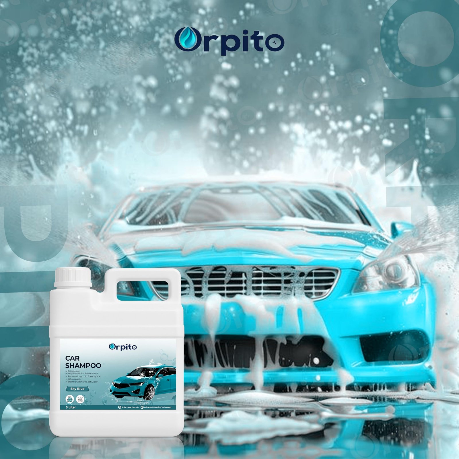 Orpito Car Shampoo 5L Multi Fragrance | High Foam Car Wash Liquid | Deep Cleaning Formula | pH Neutral Paint Safe | Removes Dust & Grime | Glossy Finish Wash (1, SKY BLUE) - Image 2