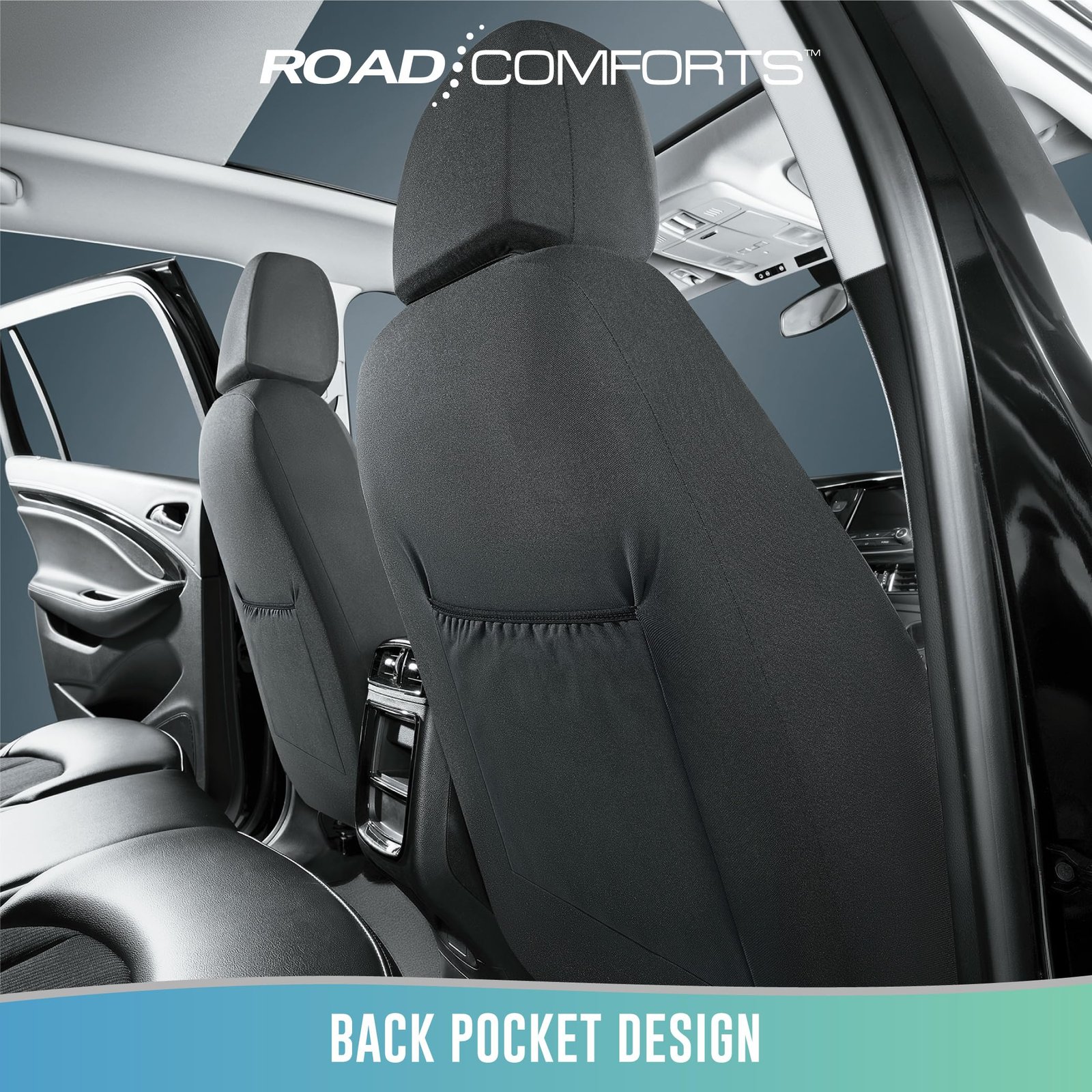 Road Comforts Car Seat Cover, Front Leather Car Seat Cover, Automotive Interior Cover, Universal Fit for Most Cars, SUVs and Trucks and Vans Airbag Compatible (Beige) - Image 3
