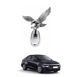 Eagle Car Bonnet Emblem | Chrome Flying Eagle Hood Ornament | Universal Front Hood Decorative Badge for Verna 2023 | Metallic Finish Car Styling Accessory