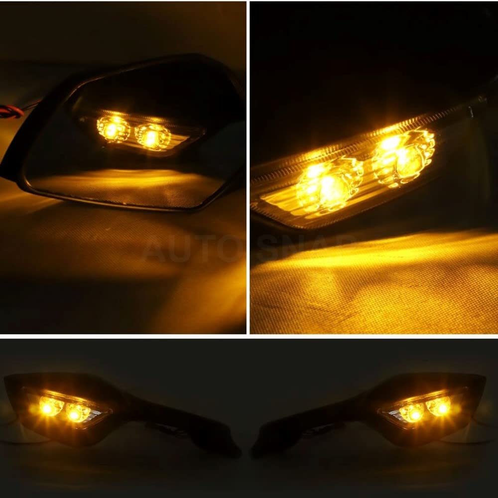 Rear View Side Mirror With Turn Signal LED Indicators Motorcycle Side Rearview Mirrors Adjustable Compatible With R15-V3-V4 Kawasaki Ninja Bike | Front | Set of 2 - Image 6