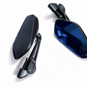 Napaulian Motorcycle Rear View Mirror Set, Blue Anti-Glare Lens, Universal Fit, Night Riding Safety, 2 Units