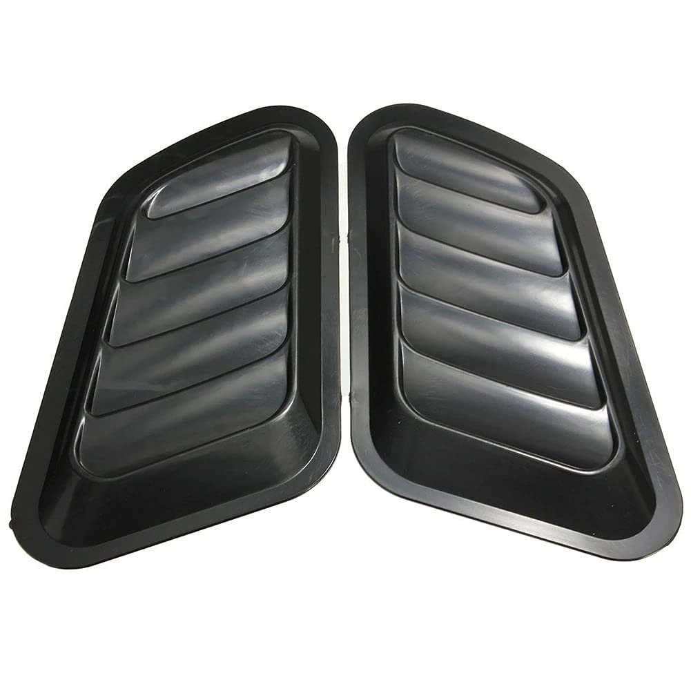 Black- Bonnet Hood Scoop- Attractive Air Flow Intake Vent Cover Car Decorative Vent Cover Universal Fit for All Cars Auto Accessories 2PC