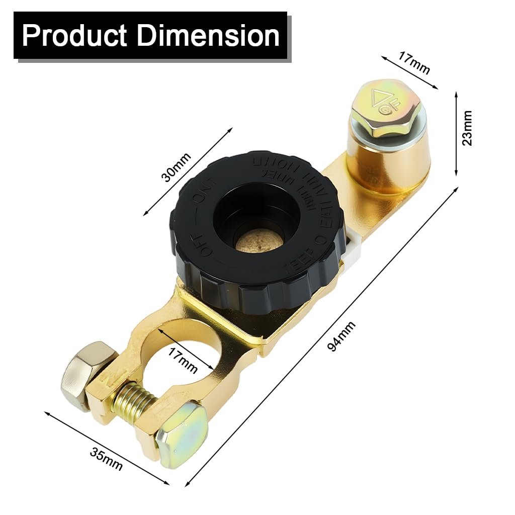 Car Battery Cut Off Switch 12-48V Full Copper Insulated Knob - Image 2