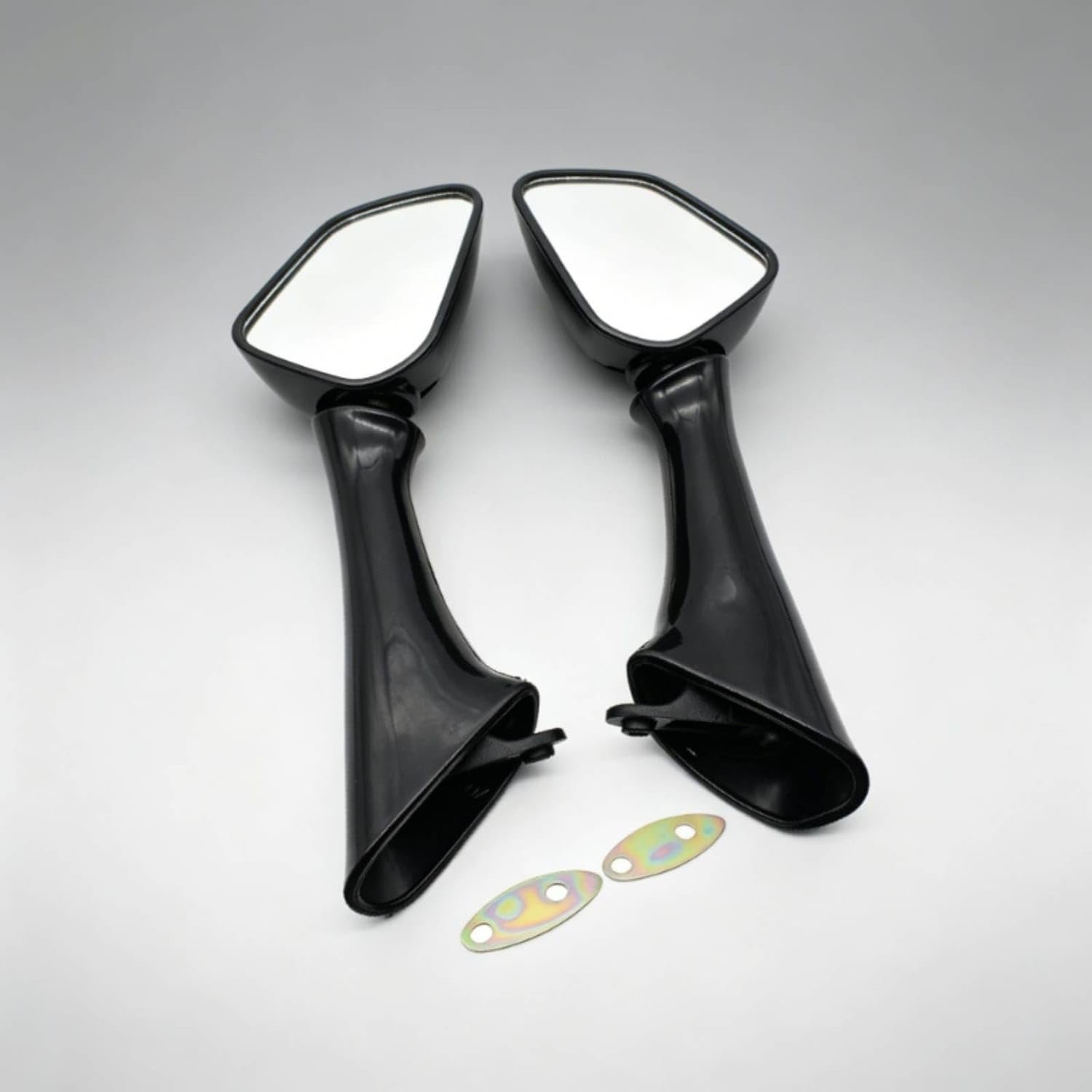 ® Glossy Black Motorcycle Mirrors with Mounting Plates Tapered Motorcycle Rearview Mirrors Angular Rear View for Motorcyclists, Garage Repairs, Rearview for| Assemblies| | & Scooter Parts & - Image 3