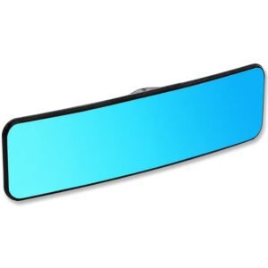 Anti Glare Rear View Mirror for Car, Clip on Wide Angle Rearview Mirror Eliminate Blind Spots Convex, Blue
