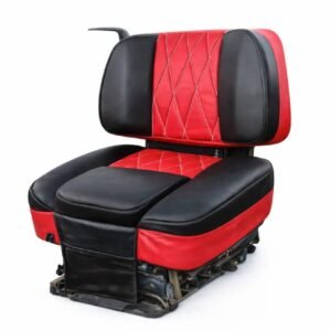 Luxury Diamond-Stitched Seat Cover, Red and Black, Premium PU Leather, Quilted Design, Padded Comfort, Universal Fit for Lawn Mower or Tractor