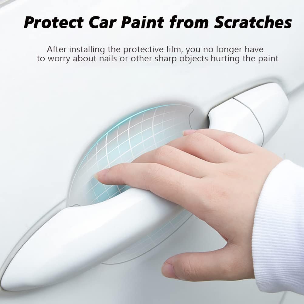 Car Door Handle Protector Transparent Sticker and car Handle Scratch Protector car Door Sticker PU Finger Guard Car Paint Protection Universal Car Door Guard (Pack of 4) - Image 4