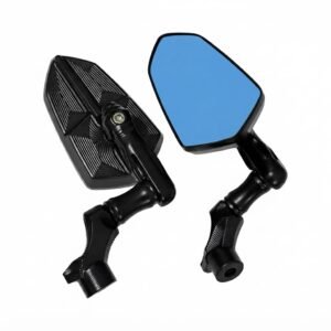 Bike Bike Rear View Side Mirror with Blue Convex Anti Glare Glass Universal Adjustable Motorcycle Mirror for Splendor Bs6