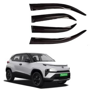 Auto Royal Unbreakable Car Window Door Visor/Rain Guard/Wind Deflector - Black, Modern Style - Self-Adhesive - Compatible with Electric Vehicles (Tata Punch EV)