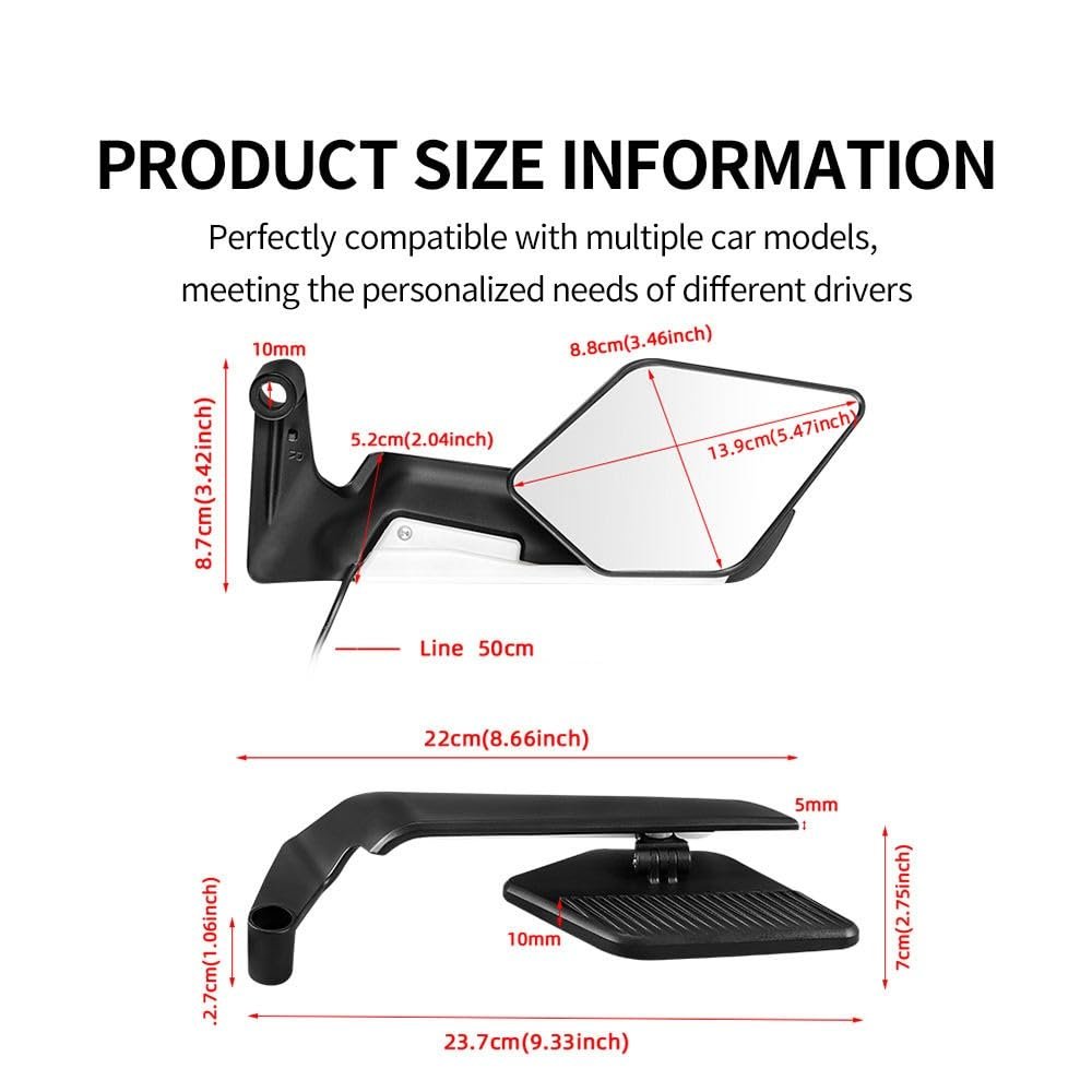 Ohito Universal Led Drl Bicycle Rear View featuring Turn Signal Lights, Adjustable Motorcycle Side Mirror Set (Black, Pack of 2) - Image 3
