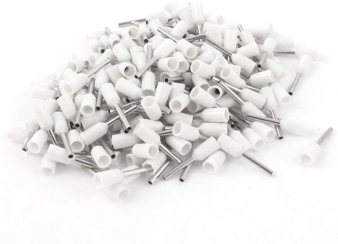 E0508 Insulted Single End Lug-0.5 Sqmm with 8mm Pin (Pack of 1000) Wire Copper Crimp Connector Wire Jointer Insulated Cord Pin End Terminal Industrial Panel Wire Socket Male Connector