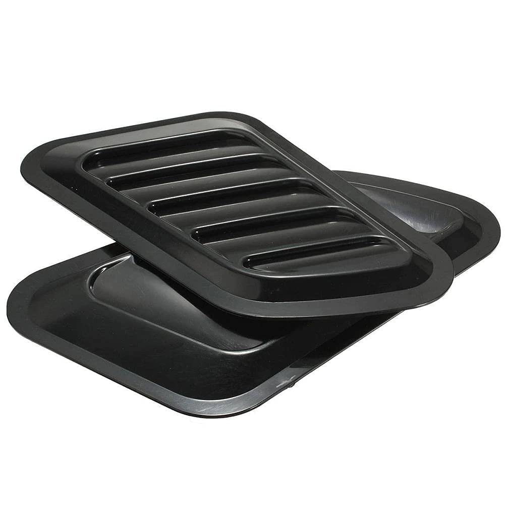 Black- Bonnet Hood Scoop- Attractive Air Flow Intake Vent Cover Car Decorative Vent Cover Universal Fit for All Cars Auto Accessories 2PC - Image 3