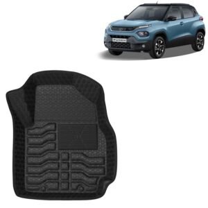 Accessories Premium 4.5D Car Floor Mats Only Compatible with Tata Punch (Year 2021 to 2025) All Model, Set 3 Pcs, 100% Waterproof Tray Shape PVC Foot Mats | Black | 1 Year Warranty
