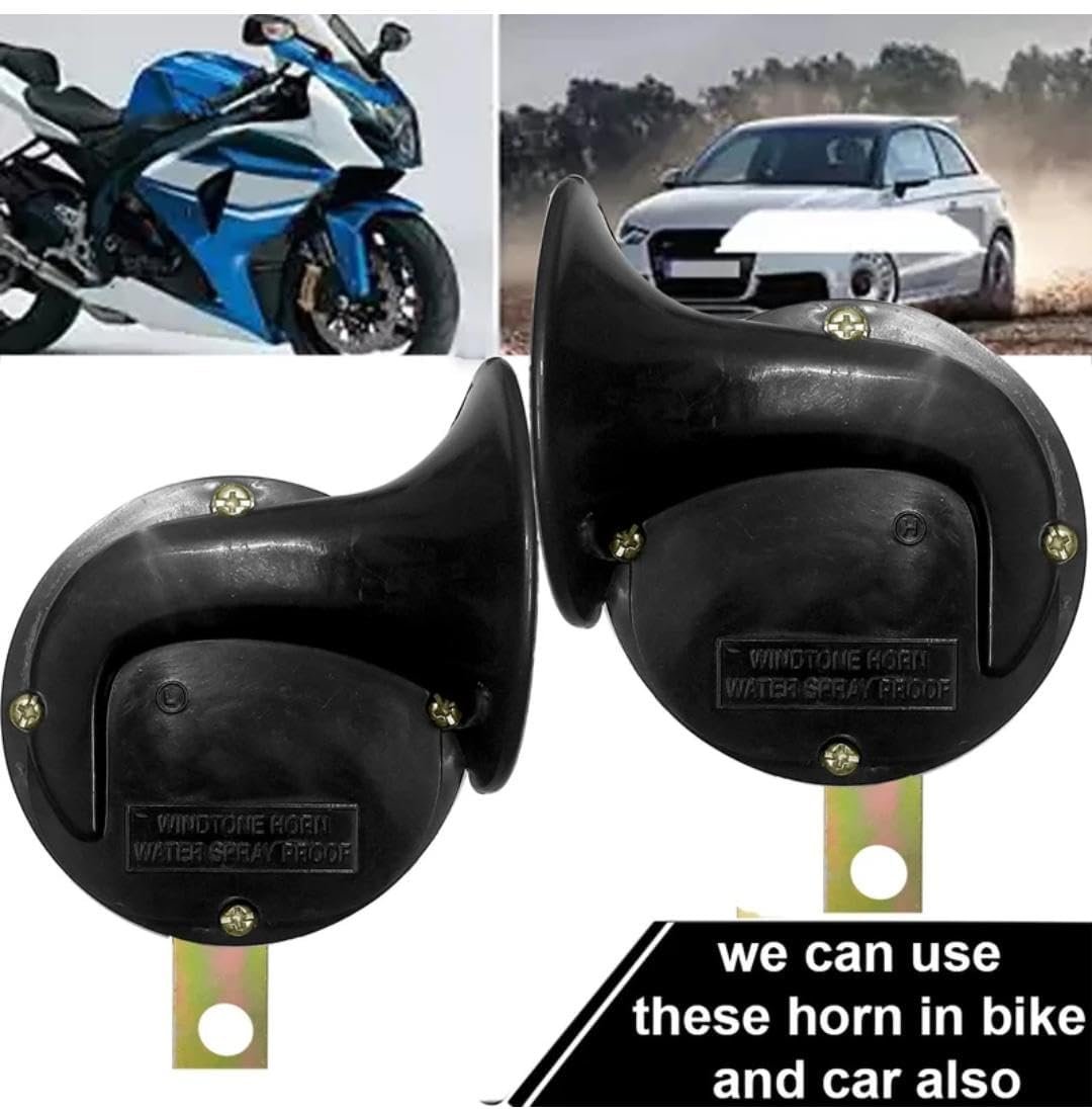 GS Traders Relay Horn for Automobile, Powerful Dual Tone Electric Horn for Car, Bike, SUV & Auto, Premium Black Finish, Durable & Easy Installation - Image 2